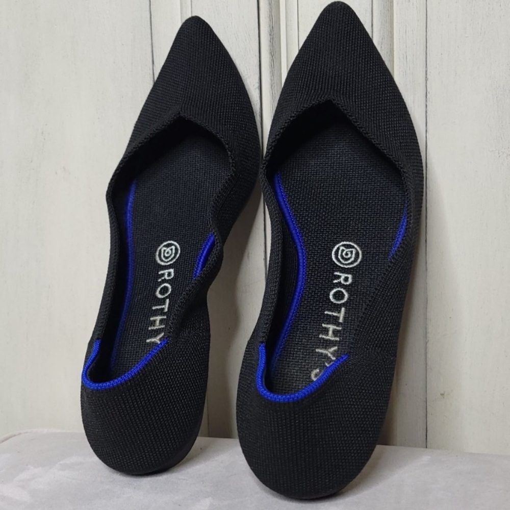 Rothy’s The Point Knit Stretch Pointed Flats Washable Shoes Black✨️9